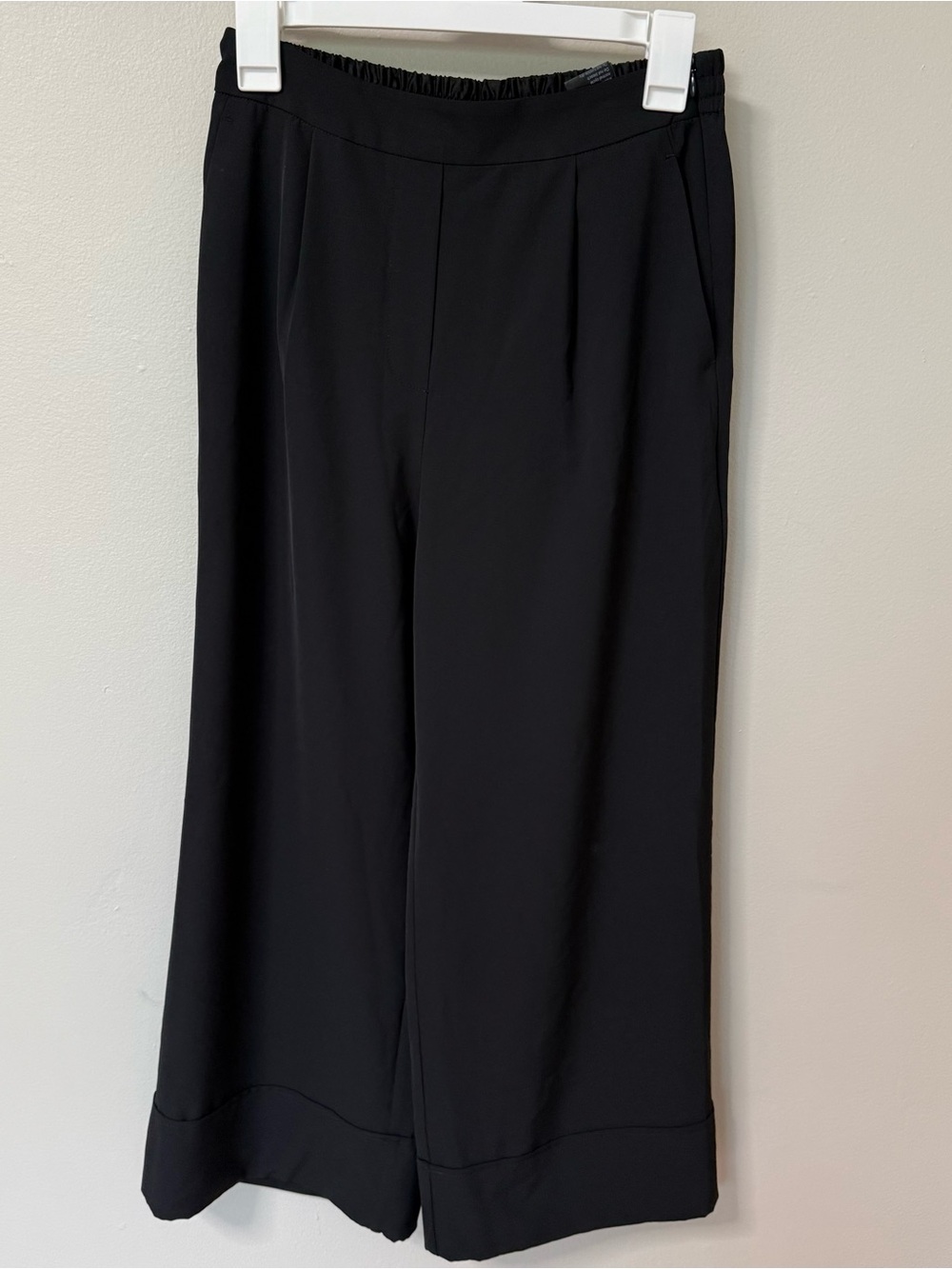 Goelia Pleated Wide Leg Pants Womens Medium Black Flowy Palazzo Gaucho
